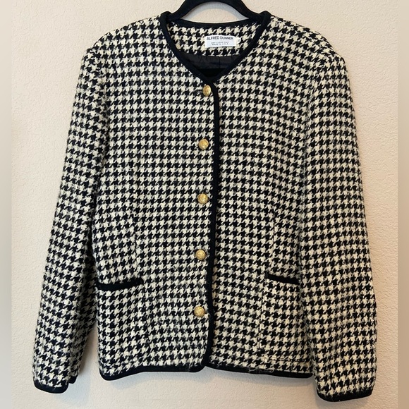 Alfred Dunner Jackets & Blazers - Vtg Alfred Dunner Wool Houndstooth Woman Sz 16 Blazer Jacket Classic Old Money